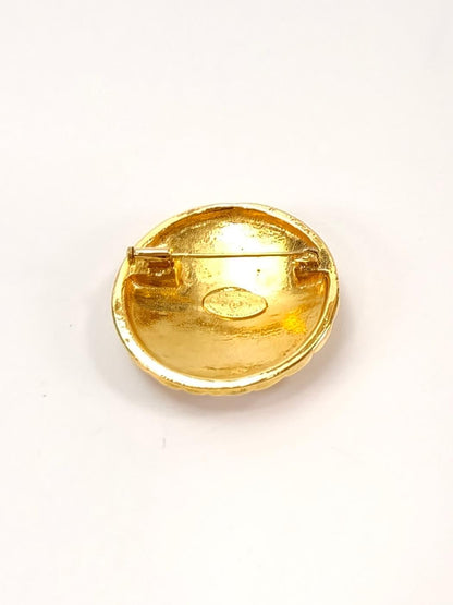 CHANEL Vintage Coco Mark Matelasse Brooch in Gold, Reference Number: 10037