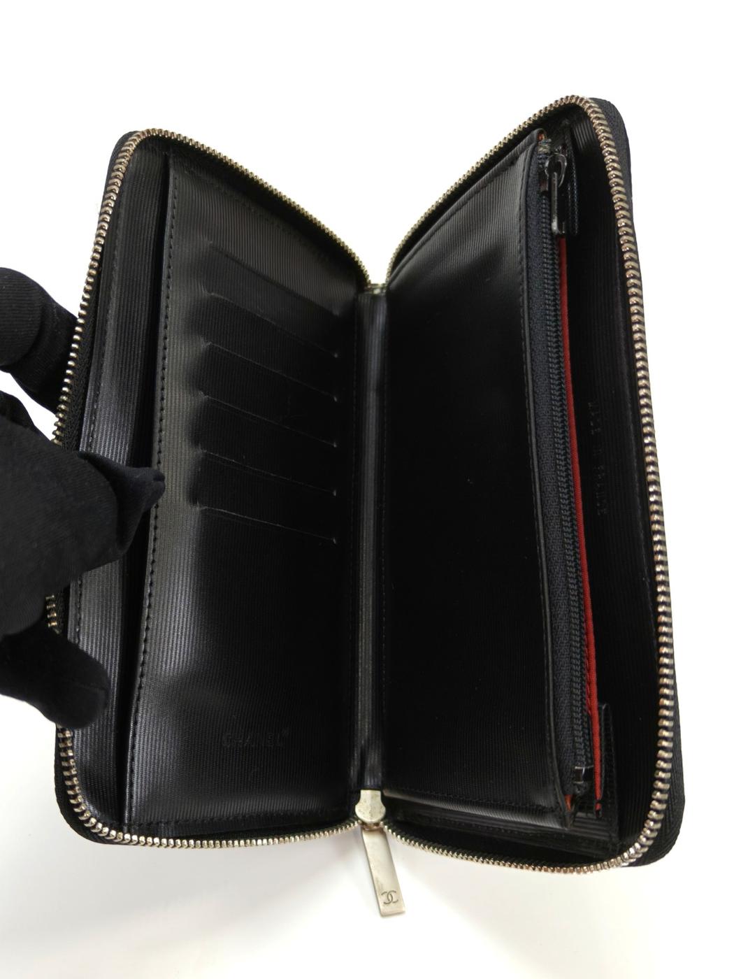 CHANEL シャネル 旧トラベルライン 長財布 財布 ラウンドファスナー ナイロン ブラック 黒 管理番号：10113