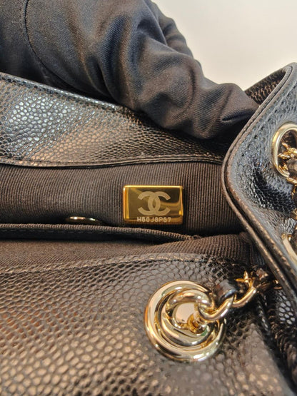 CHANEL シャネル バックパック リュック マトラッセ キャビアスキン ブラック ゴールド金具 AS3860 管理番号：10124