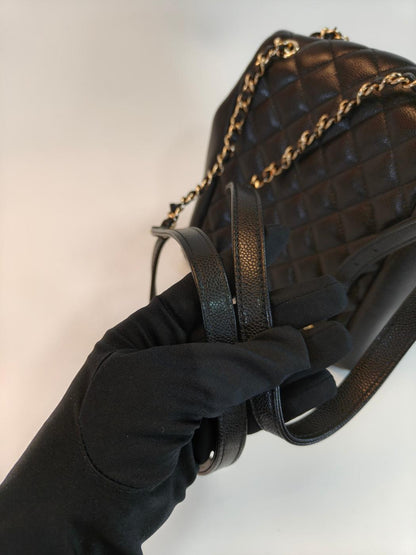 CHANEL シャネル バックパック リュック マトラッセ キャビアスキン ブラック ゴールド金具 AS3860 管理番号：10124