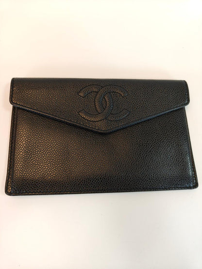 CHANEL シャネル ココマーク 長財布 キャビアスキン ブラック ゴールド金具 管理番号：10174