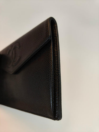 CHANEL シャネル ココマーク 長財布 キャビアスキン ブラック ゴールド金具 管理番号：10174