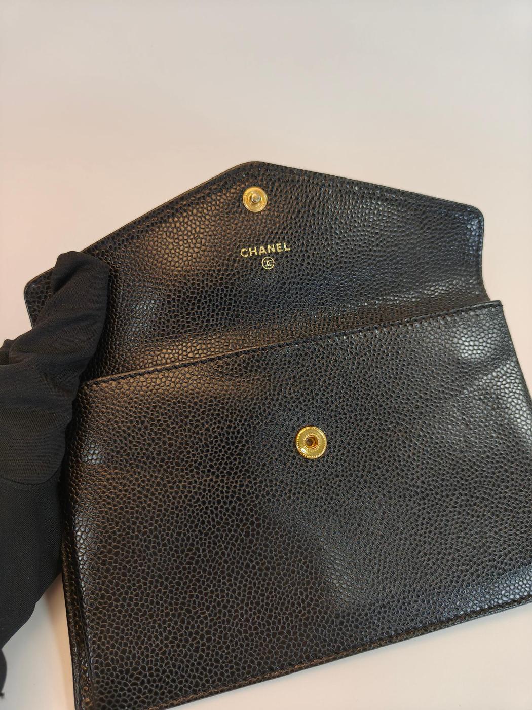 CHANEL シャネル ココマーク 長財布 キャビアスキン ブラック ゴールド金具 管理番号：10174