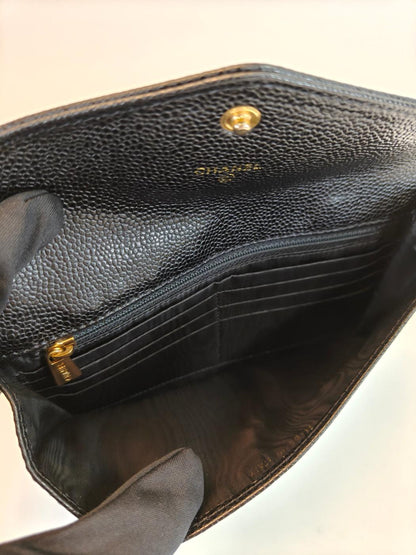 CHANEL シャネル ココマーク 長財布 キャビアスキン ブラック ゴールド金具 管理番号：10174