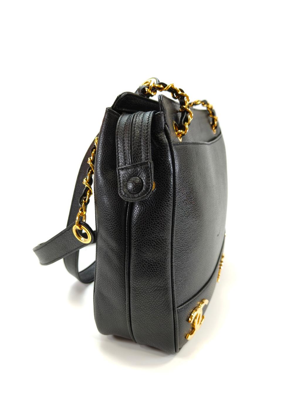 シャネル CHANEL トリプルココ チェーントート トートバッグ キャビアスキン ブラック 管理番号：10244