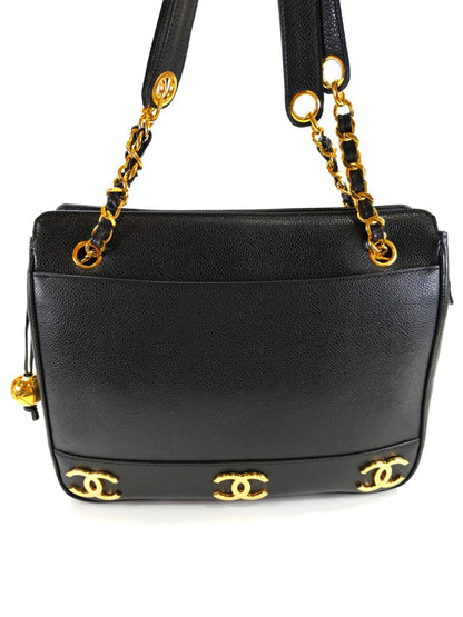 シャネル CHANEL トリプルココ チェーントート トートバッグ キャビアスキン ブラック 管理番号：10244
