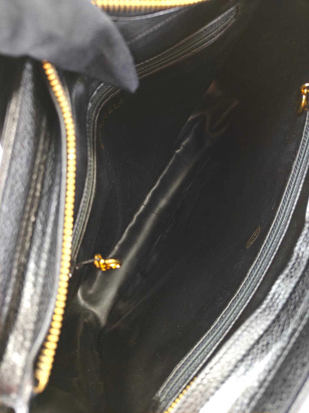 シャネル CHANEL トリプルココ チェーントート トートバッグ キャビアスキン ブラック 管理番号：10244