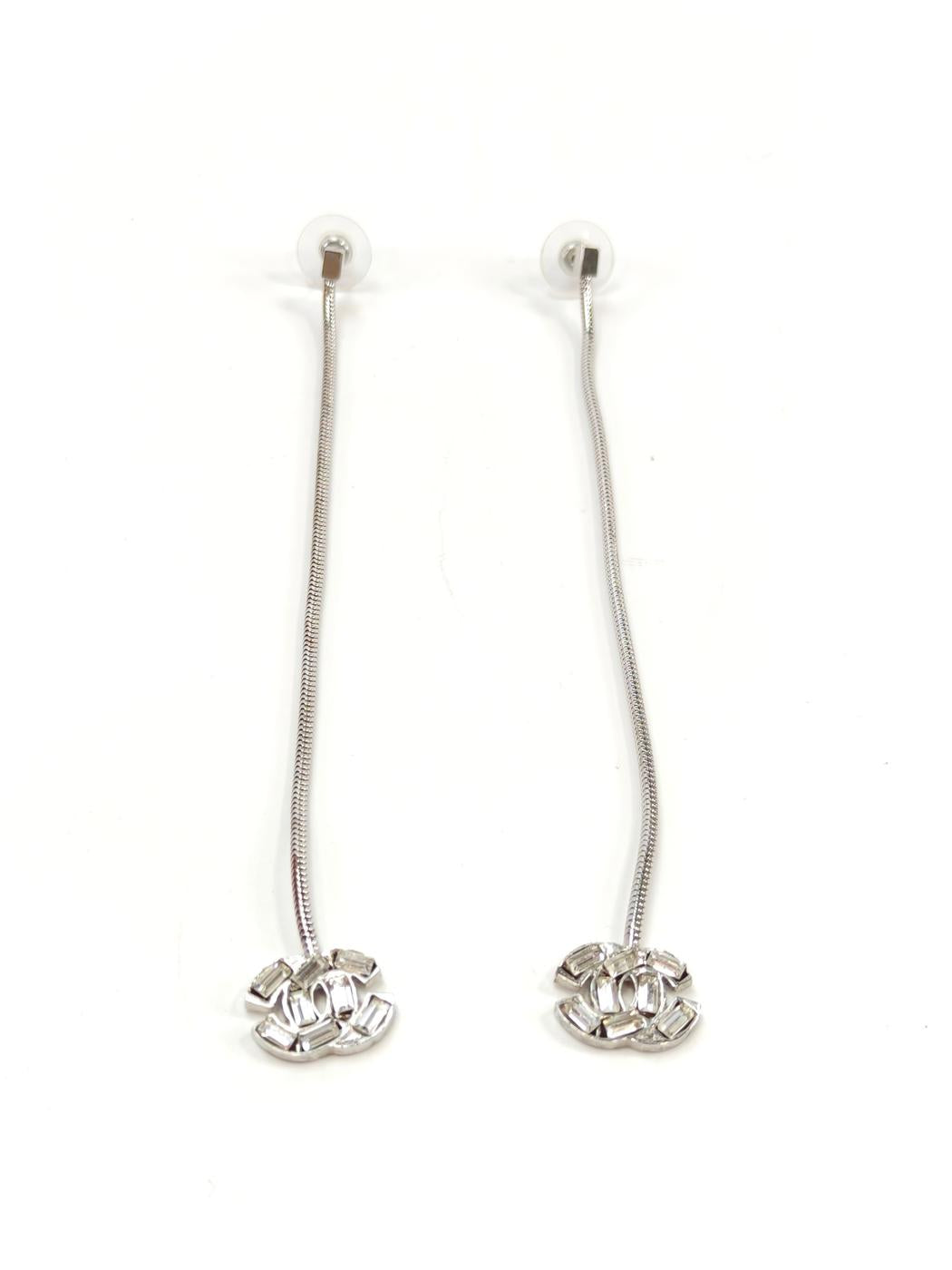 CHANEL ココマーク ピアス 01P ラインストーン シルバー 管理番号：10251