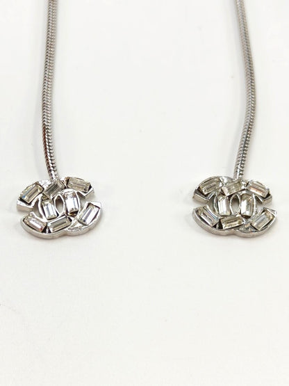 CHANEL ココマーク ピアス 01P ラインストーン シルバー 管理番号：10251