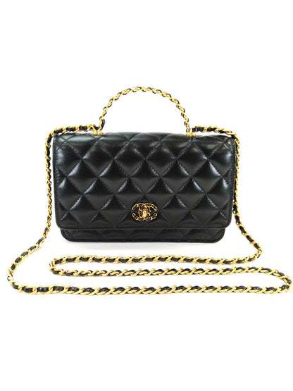 CHANEL シャネル19 マトラッセ トップハンドル チェーンウォレット AP3664 ブラック 管理番号：10411
