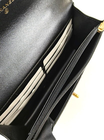 CHANEL シャネル19 マトラッセ トップハンドル チェーンウォレット AP3664 ブラック 管理番号：10411