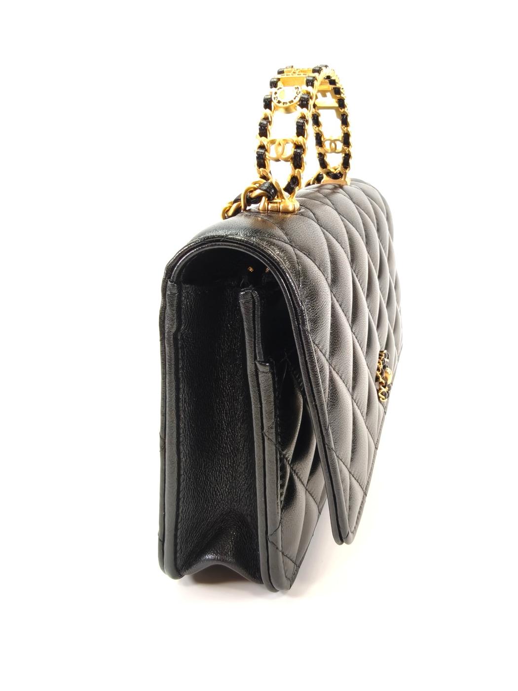 CHANEL シャネル19 マトラッセ トップハンドル チェーンウォレット AP3664 ブラック 管理番号：10411