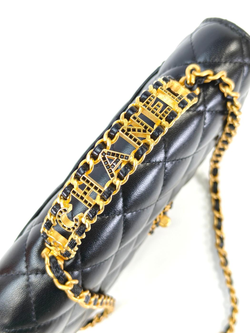 CHANEL シャネル19 マトラッセ トップハンドル チェーンウォレット AP3664 ブラック 管理番号：10411