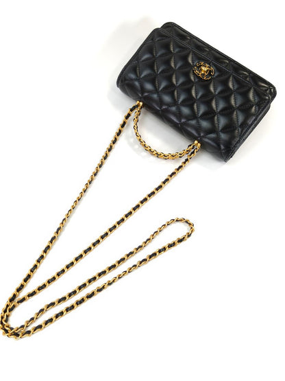 CHANEL シャネル19 マトラッセ トップハンドル チェーンウォレット AP3664 ブラック 管理番号：10411