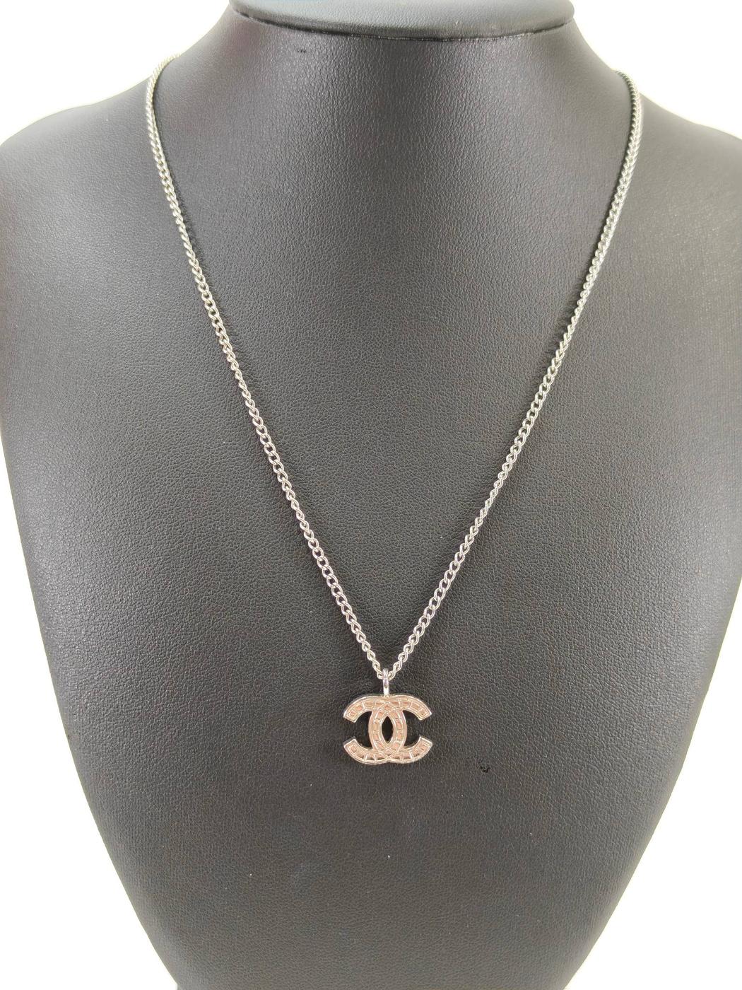 CHANEL Coco Mark Necklace Silver Control Number: 10440