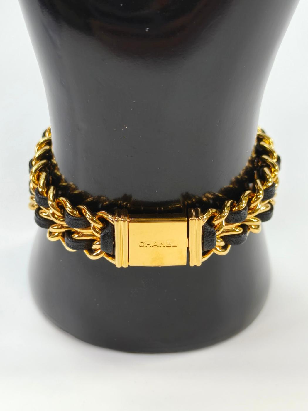 CHANEL シャネル プルミエール Lサイズ オクタゴナル チェーンブレス レザーベルト クオーツアナログ ゴールド 管理番号：10454