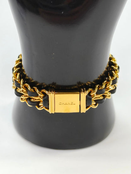 CHANEL シャネル プルミエール Lサイズ オクタゴナル チェーンブレス レザーベルト クオーツアナログ ゴールド 管理番号：10454