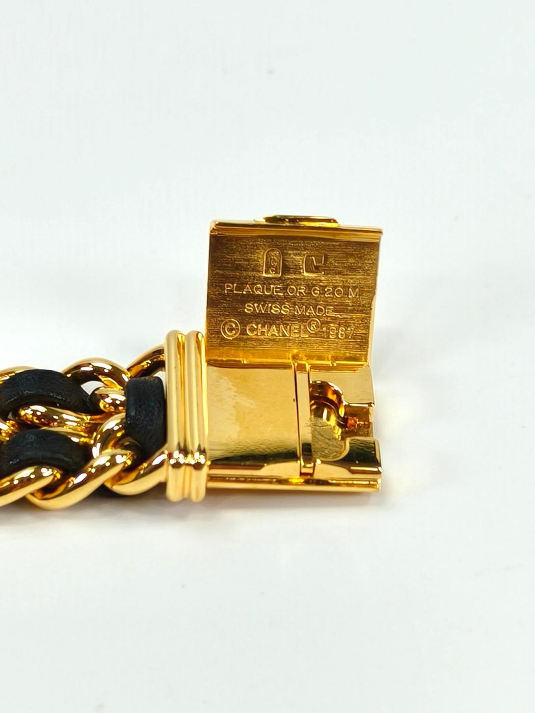 CHANEL シャネル プルミエール Lサイズ オクタゴナル チェーンブレス レザーベルト クオーツアナログ ゴールド 管理番号：10454