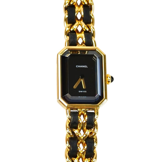 CHANEL シャネル プルミエール Lサイズ オクタゴナル チェーンブレス レザーベルト クオーツアナログ ゴールド 管理番号：10455