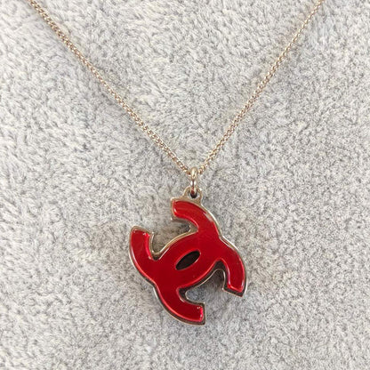 CHANEL Coco Mark Reversible Necklace, Black and Red, Reference Number: 10484