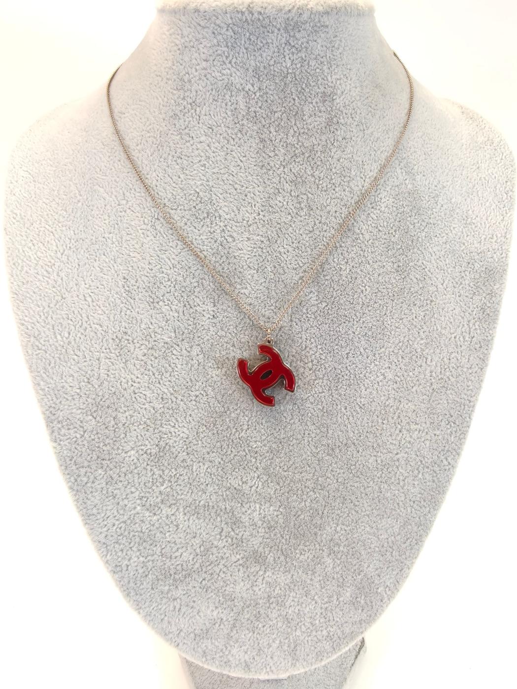 CHANEL Coco Mark Reversible Necklace, Black and Red, Reference Number: 10484