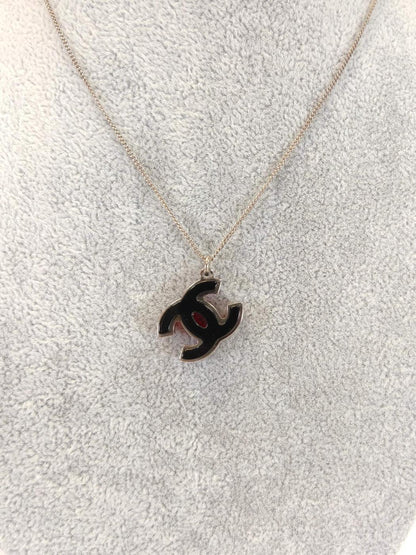 CHANEL Coco Mark Reversible Necklace, Black and Red, Reference Number: 10484