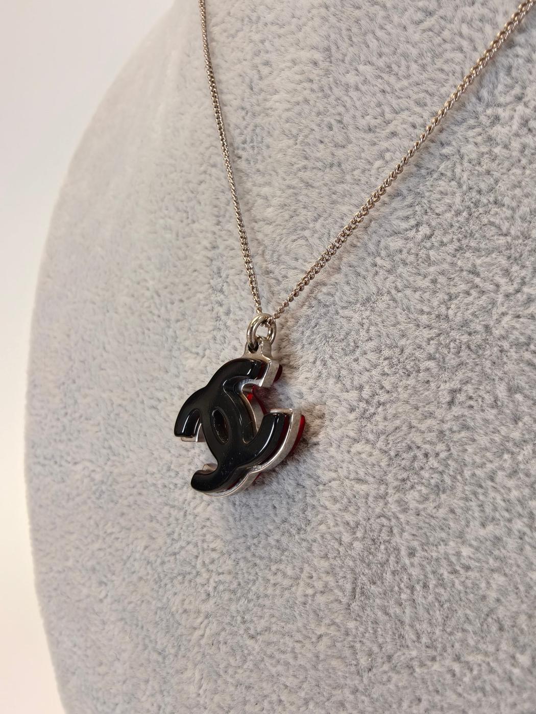 CHANEL Coco Mark Reversible Necklace, Black and Red, Reference Number: 10484