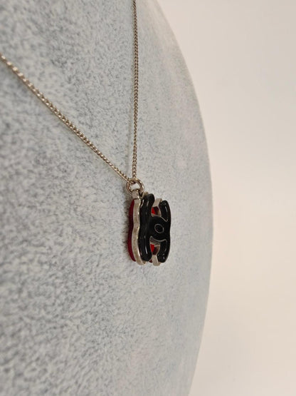 CHANEL Coco Mark Reversible Necklace, Black and Red, Reference Number: 10484