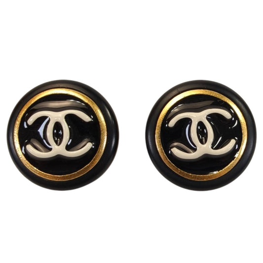 CHANEL シャネル ココマーク イヤリング ゴールド×ブラック 管理番号：10514