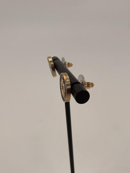 CHANEL Camellia floral earrings, gold and black. Reference number: 10516.