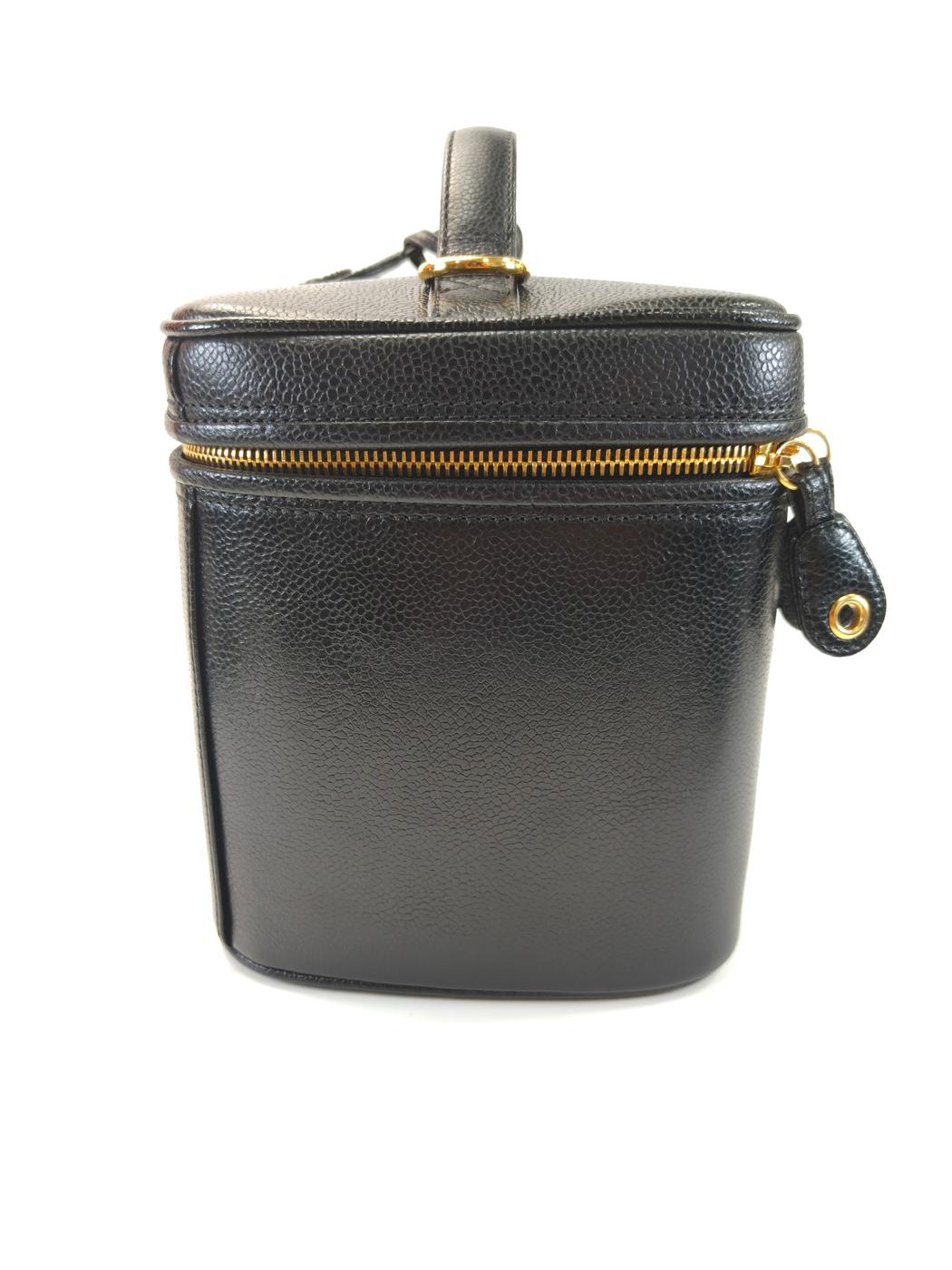 CHANEL シャネル キャビアスキン 2Way バニティバッグ ショルダーバッグ メイク コスメ 化粧ポーチ ブラック 管理番号：10527
