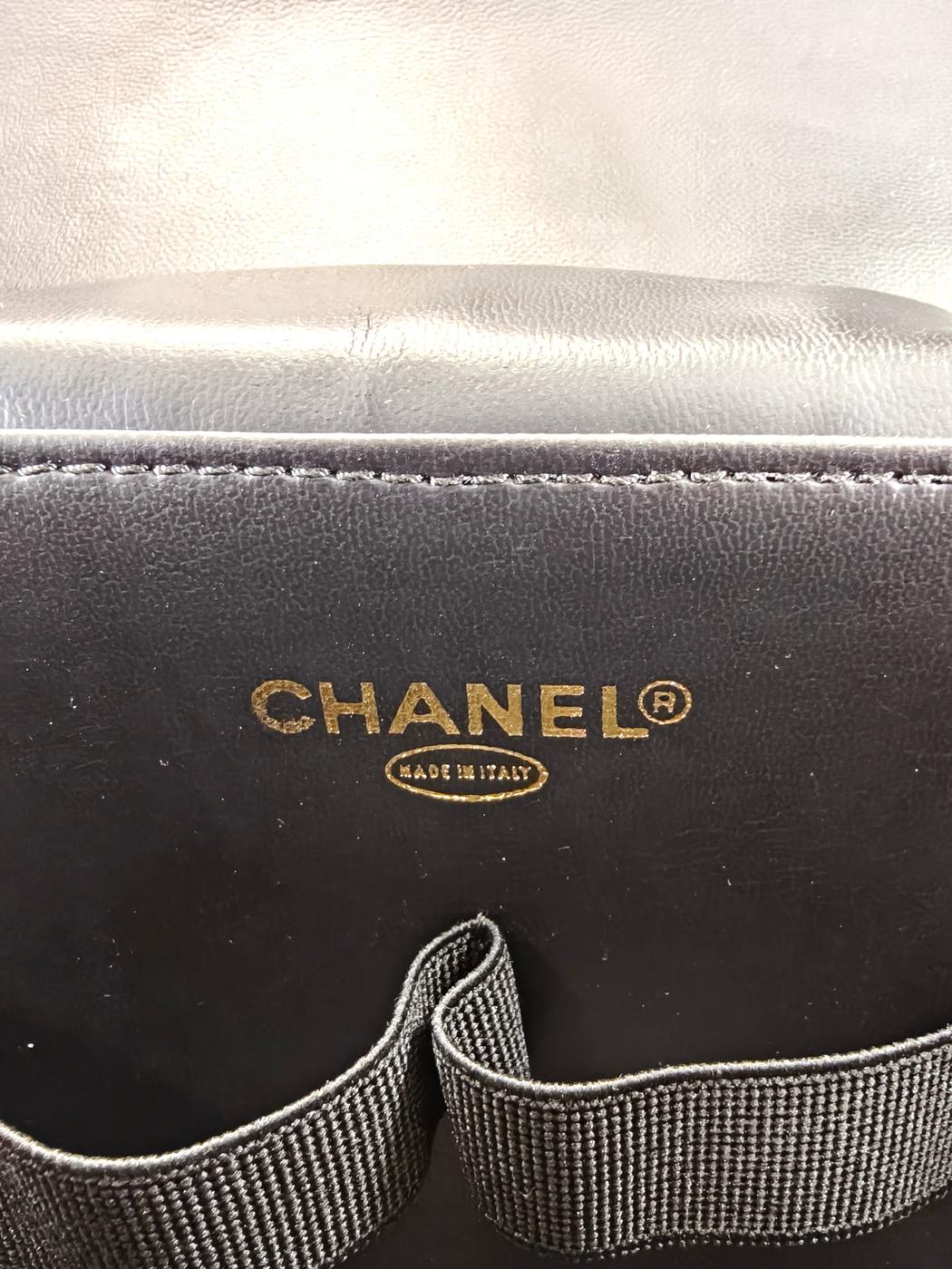 CHANEL シャネル キャビアスキン 2Way バニティバッグ ショルダーバッグ メイク コスメ 化粧ポーチ ブラック 管理番号：10527