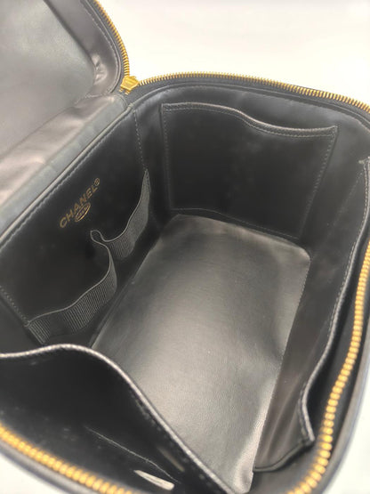 CHANEL シャネル キャビアスキン 2Way バニティバッグ ショルダーバッグ メイク コスメ 化粧ポーチ ブラック 管理番号：10527