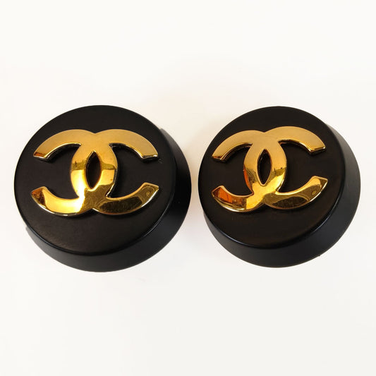 CHANEL Coco Mark Earrings Gold x Black Product number: 10537