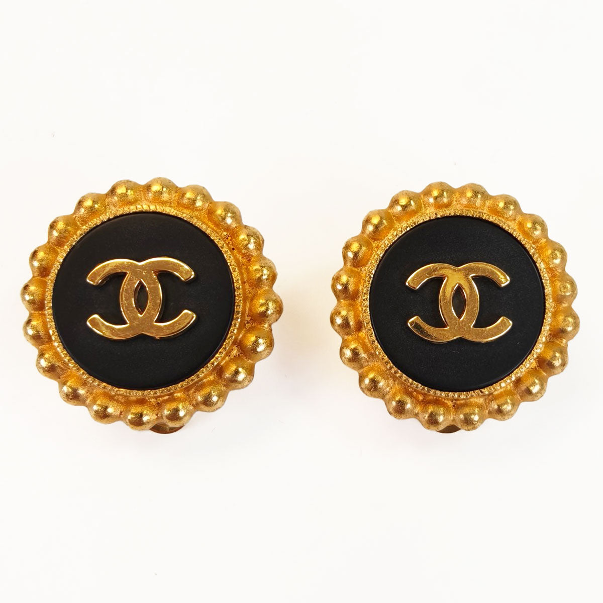 CHANEL 香奈儿 可可标志 耳夹 金色×黑色 管理编号：10538