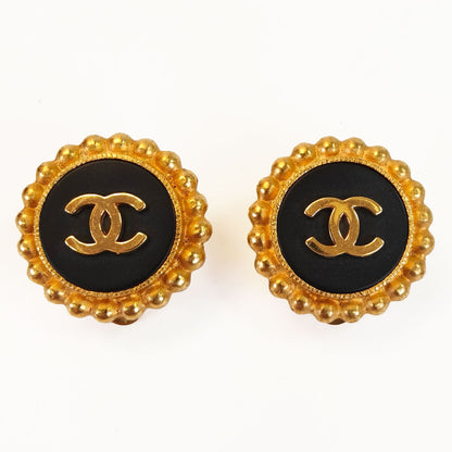 CHANEL 香奈儿 可可标志 耳夹 金色×黑色 管理编号：10538