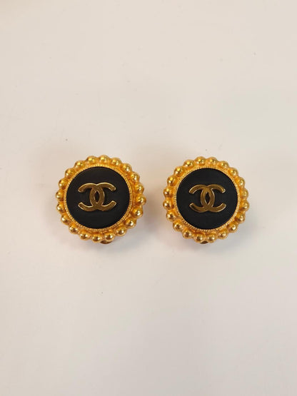 CHANEL 香奈儿 可可标志 耳夹 金色×黑色 管理编号：10538
