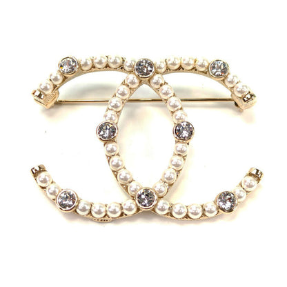 CHANEL Coco Mark Pearl Brooch White x Gold Product number: 10556