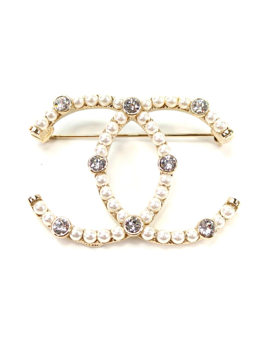 CHANEL Coco Mark Pearl Brooch White x Gold Product number: 10556