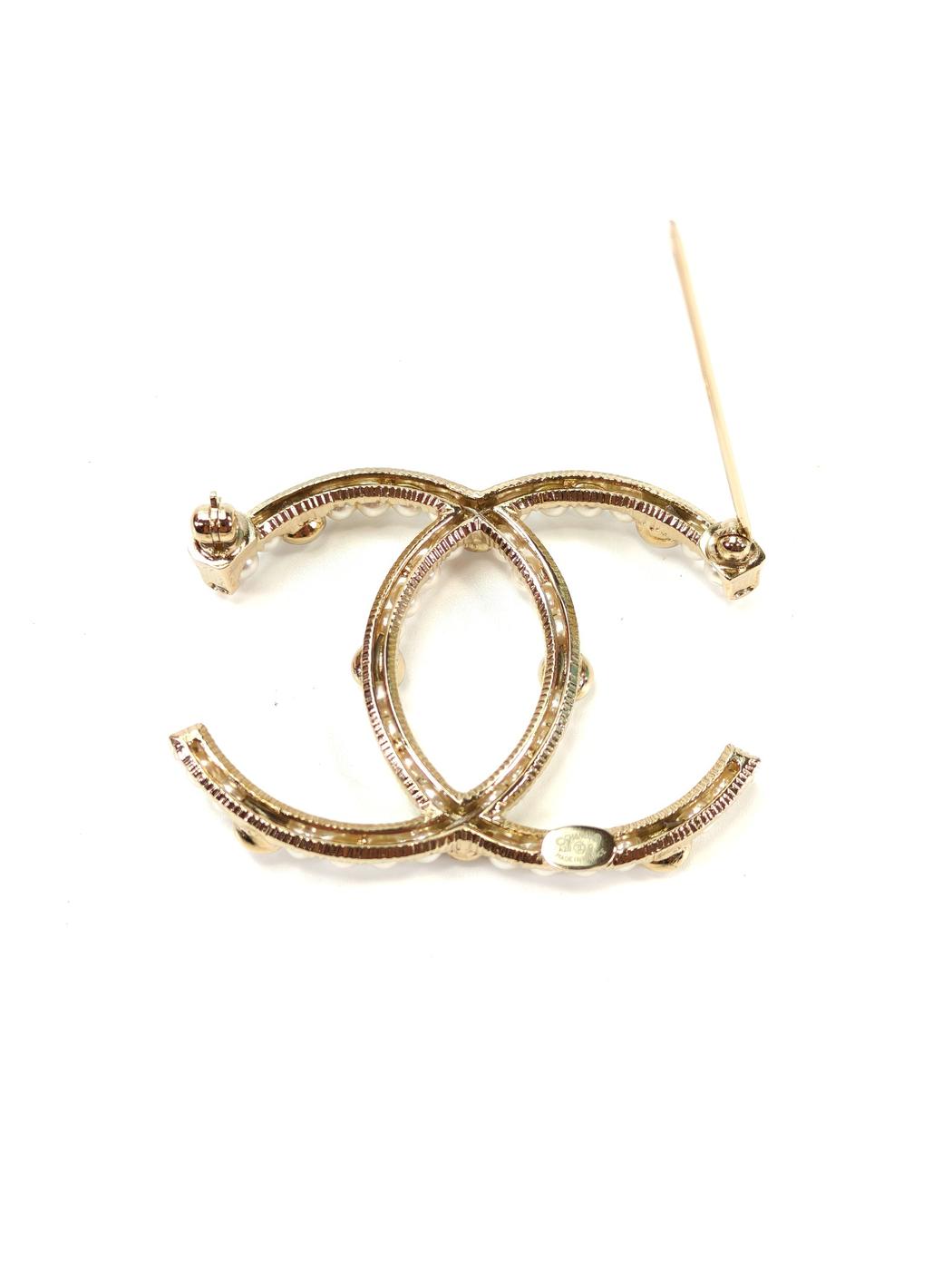 CHANEL Coco Mark Pearl Brooch White x Gold Product number: 10556