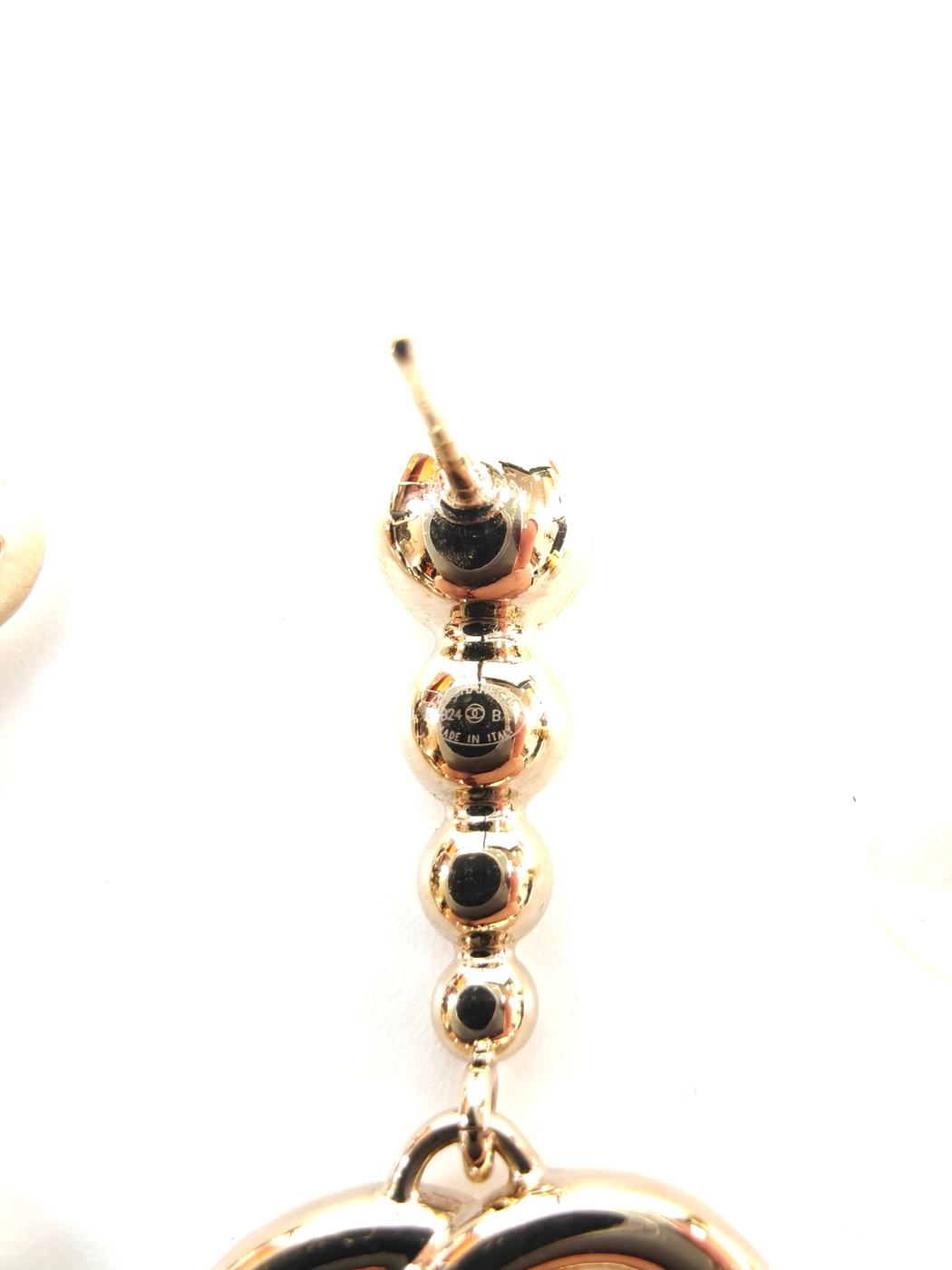CHANEL Coco Mark Drop Earrings Rhinestone Gold Product number: 10578