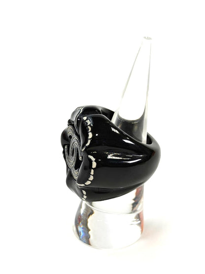 CHANEL Camellia Floral Ring Black Size 13 Control Number: 10593