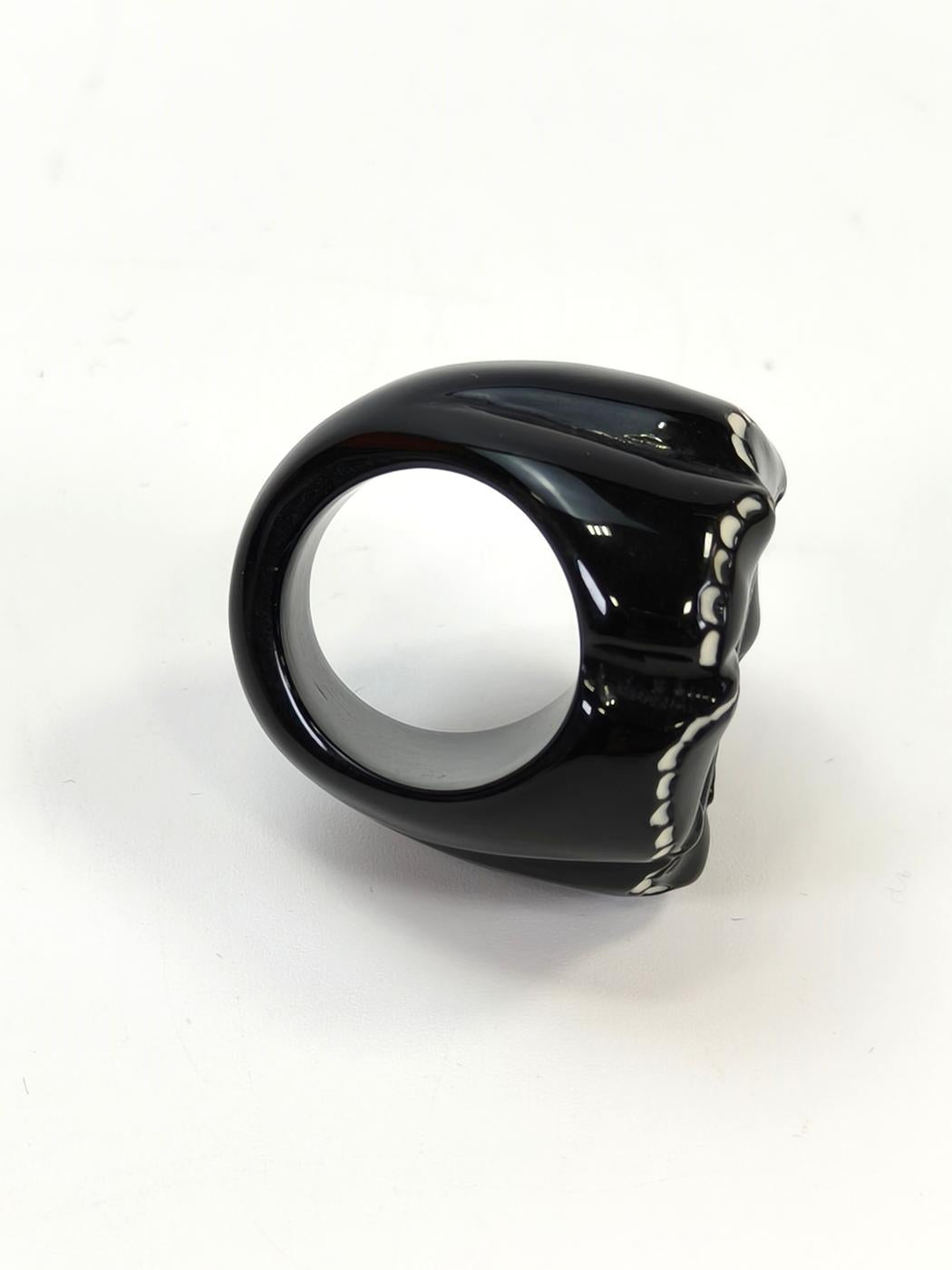 CHANEL Camellia Floral Ring Black Size 13 Control Number: 10593