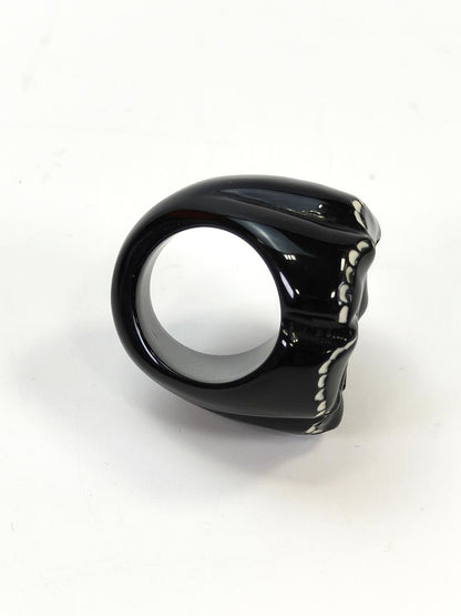 CHANEL Camellia Floral Ring Black Size 13 Control Number: 10593