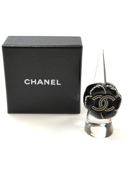 CHANEL Camellia Floral Ring Black Size 13 Control Number: 10593