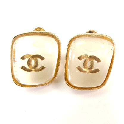 CHANEL Coco Mark Earrings Gold x Clear Model Number: 10600