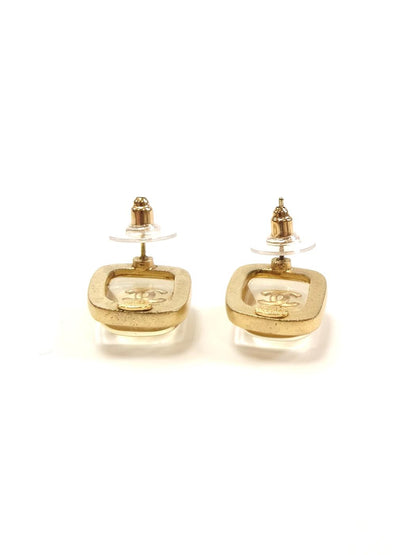 CHANEL Coco Mark Earrings Gold x Clear Model Number: 10600