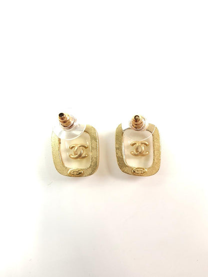 CHANEL Coco Mark Earrings Gold x Clear Model Number: 10600
