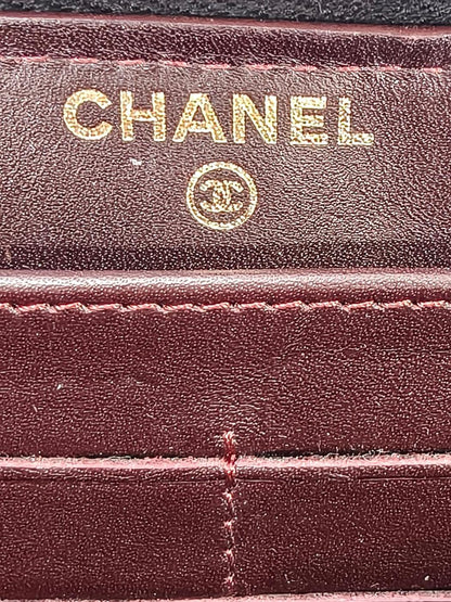 CHANEL 香奈儿 菱格经典拉链长款钱夹 鱼子酱皮 黑色 管理编号：10610