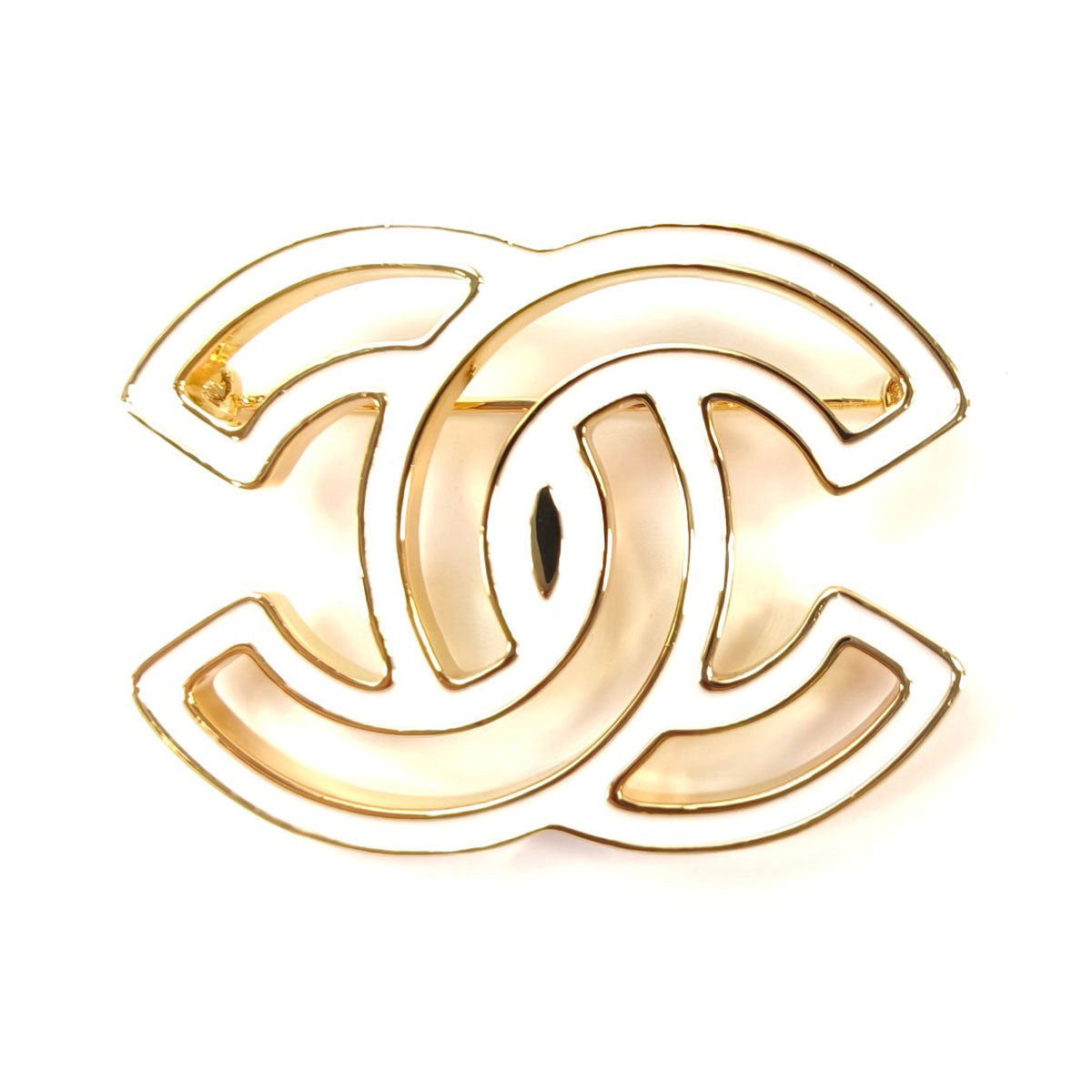 CHANEL 香奈儿 双C标志胸针 白色 管理编号：10616